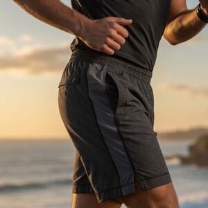 Lululemon Mens Gray Crosshatch Athletic Training Shorts‎ Size M LM7402S